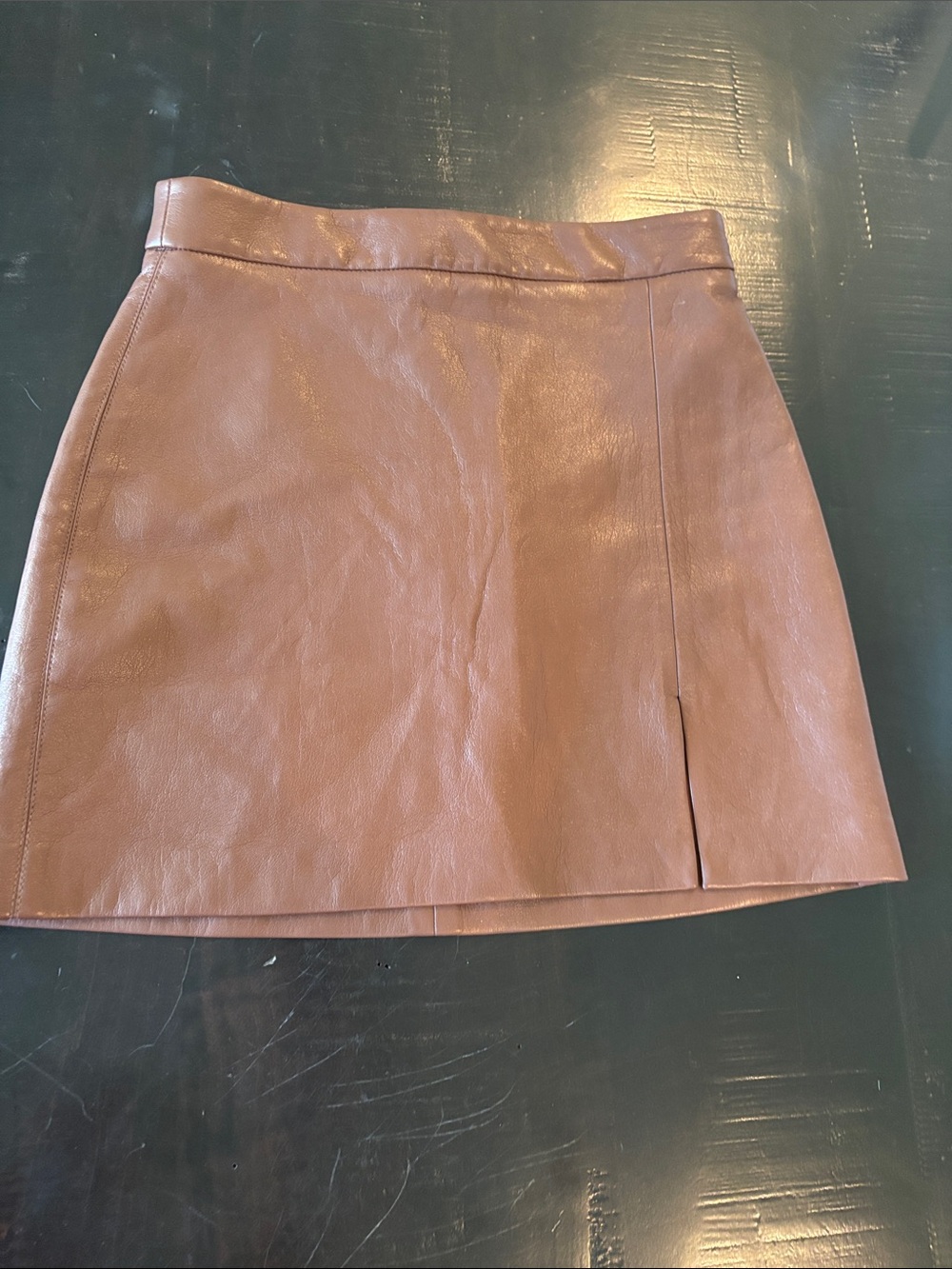 Wilfred Faux Leather Mini Skirt - Cognac Brown